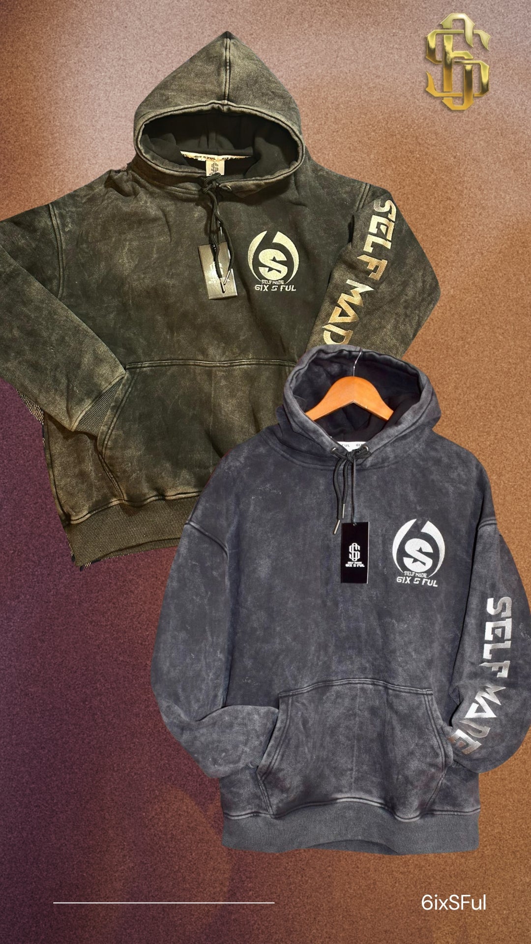 6SFL Self-Made Heavy Fleece Vintage Faded Hoodie