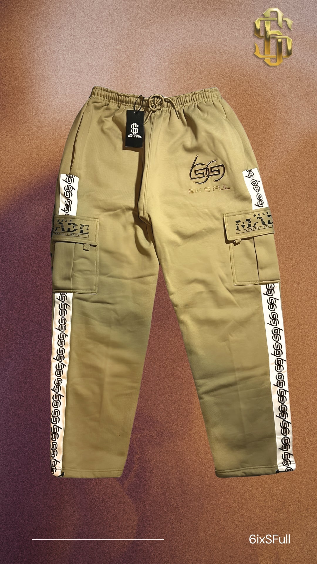 6SFL Self Made. Cargo Jogger Sweatpants, Straight Leg